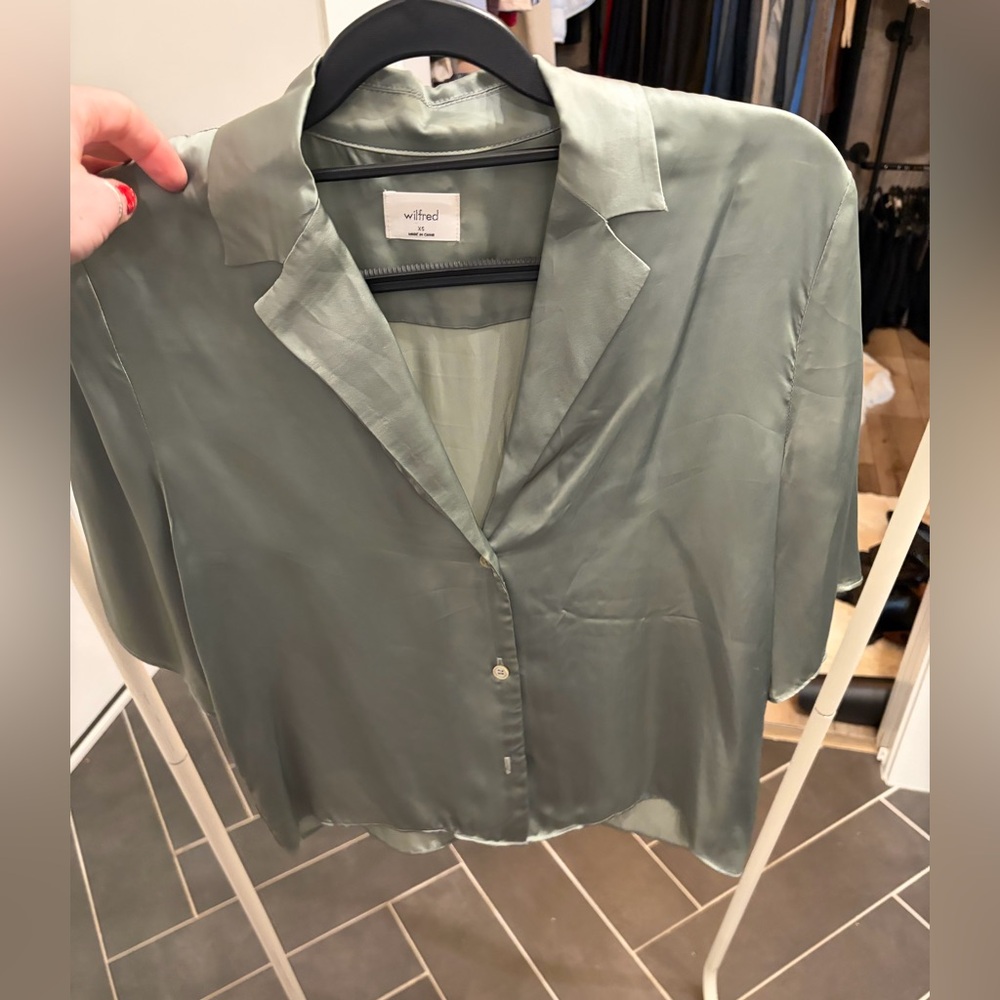 Wilfred Light Green Satin Blouse - never been worn.